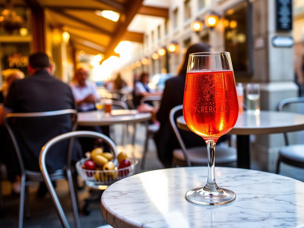 Aperol Spritz op een marmeren tafel