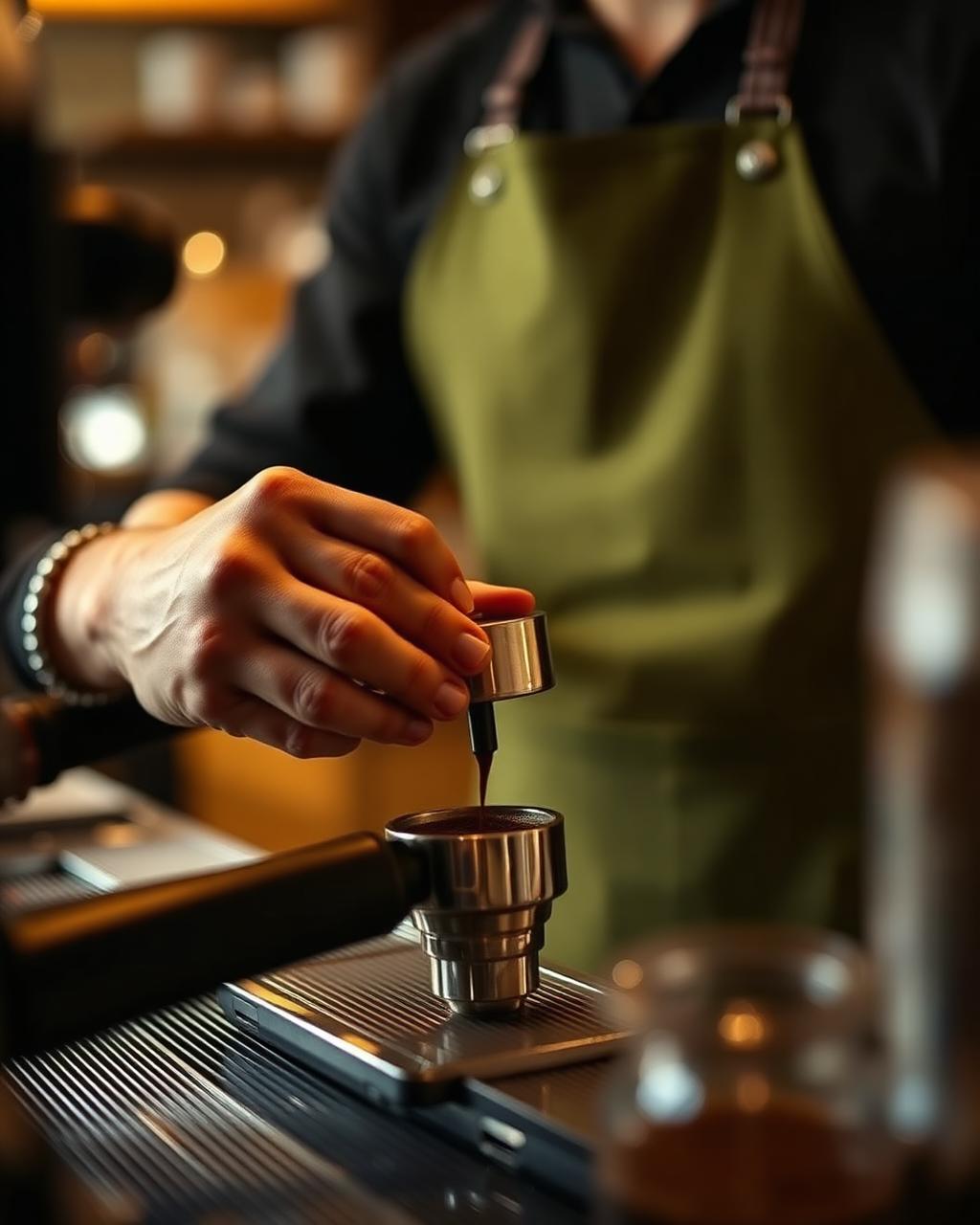 Barista trekt een espresso